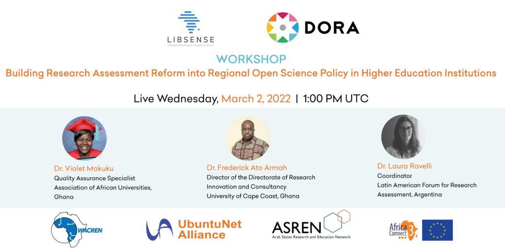 LIBSENSE-DORA webinar to discuss open science and research assessment reform in Africa